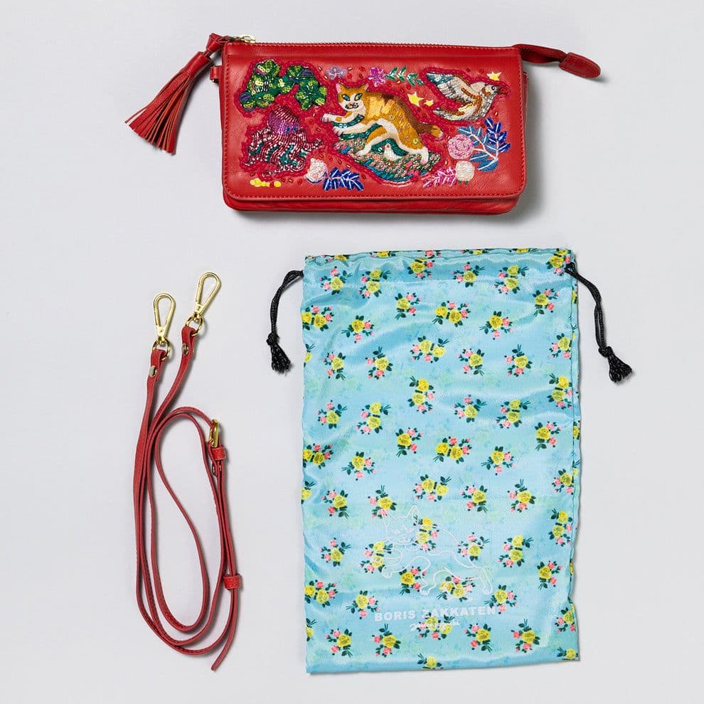 あ*苺様 ★タイムセール★お財布バッグ★草原を逃げるボリス★レッド★ヒグチユウコ