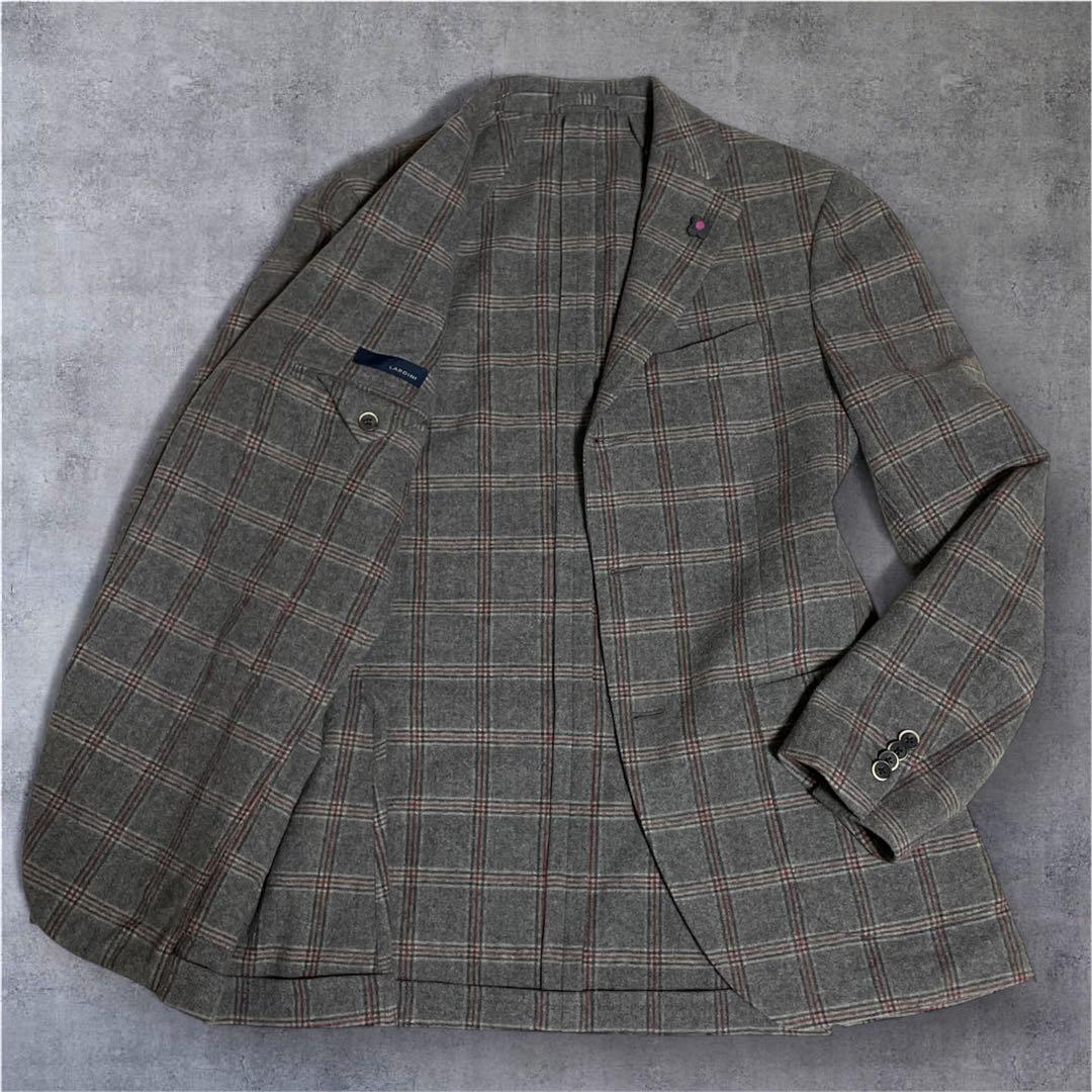 LARDINI ラルディーニ ウールテーラードジャケット チェック 46
