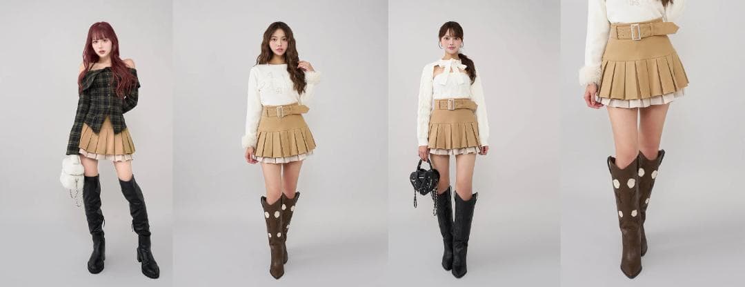 ダーリッチ darich ダブルプリーツミニスカート BEG ベージュ S