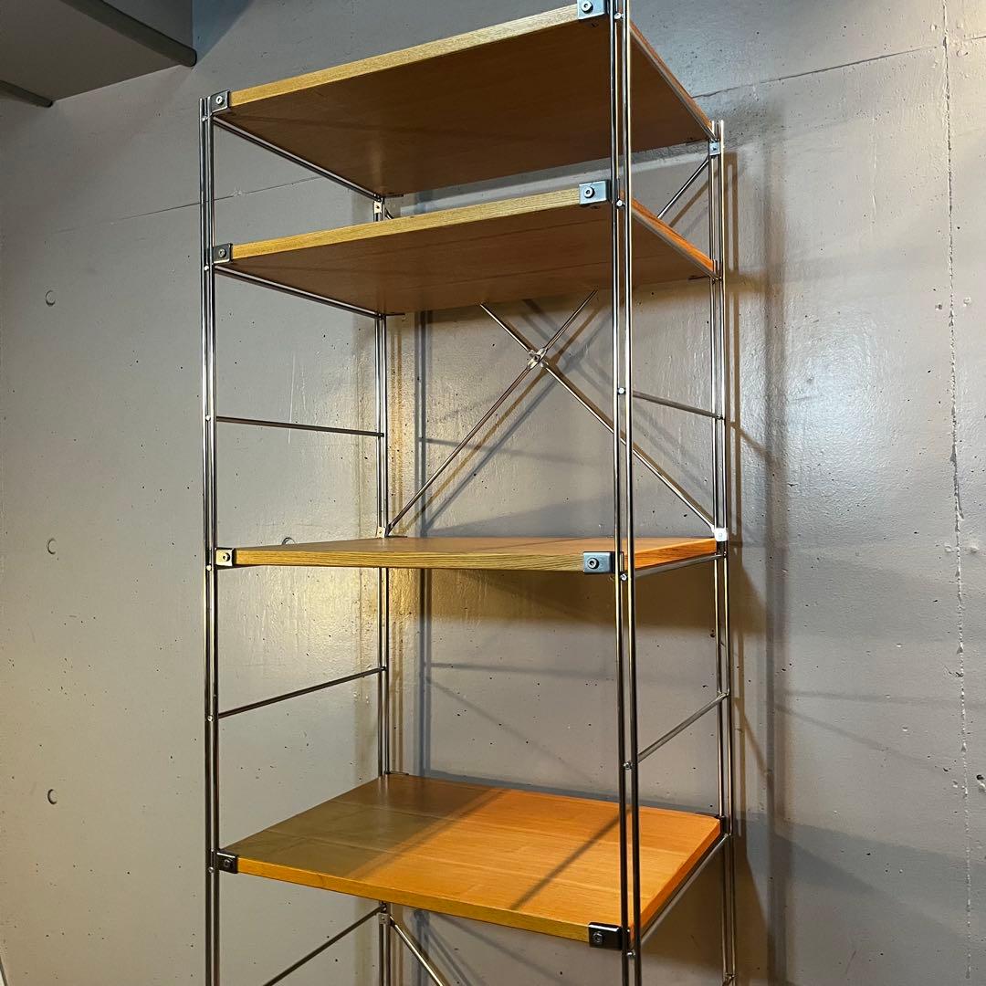 ゆりん★無印 ステンレスユニットシェルフ・タモ材棚セット・棚板６枚