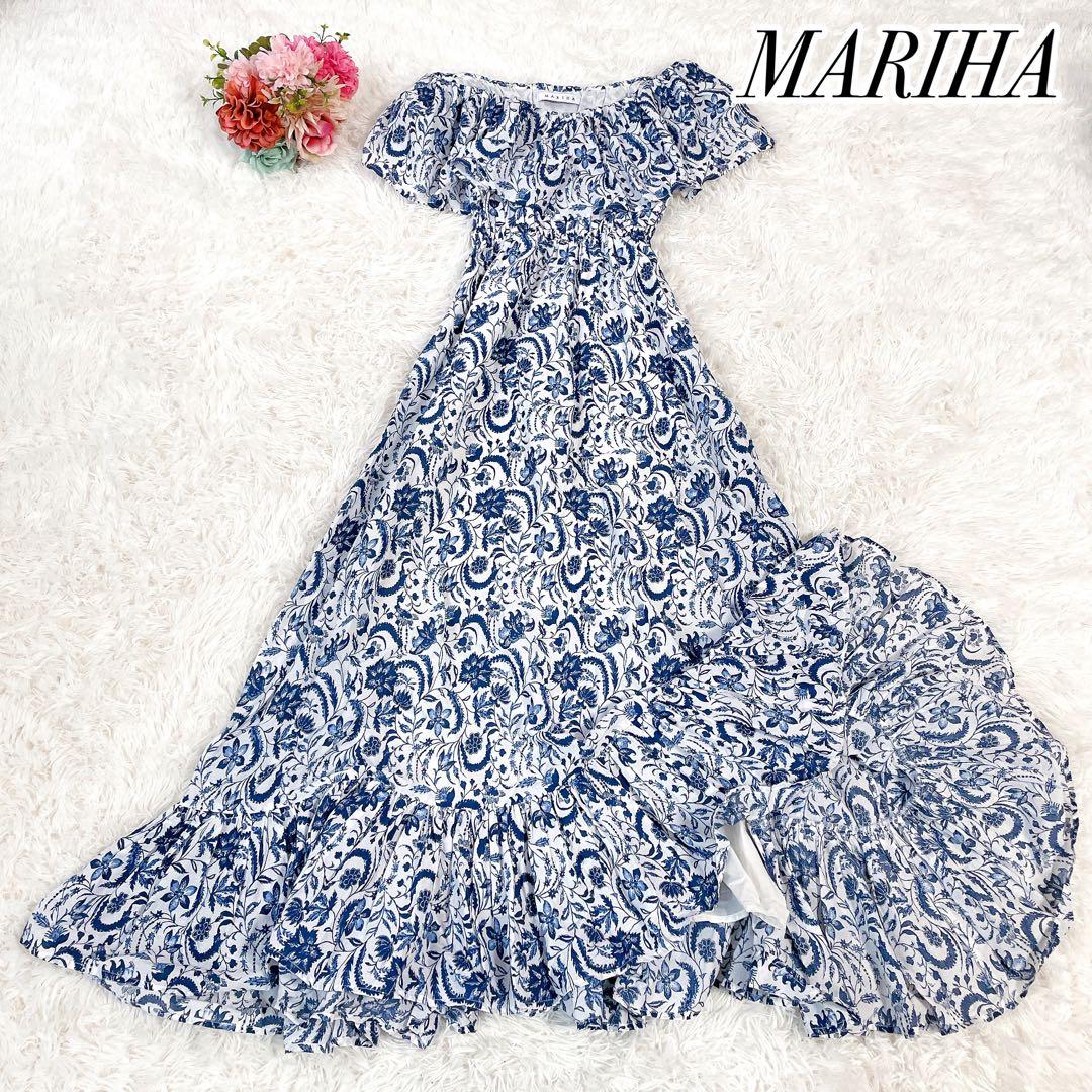 美品　マリハ　マキシ丈　ポタニカル　花柄　ワルツのドレス　ワンピース　春夏