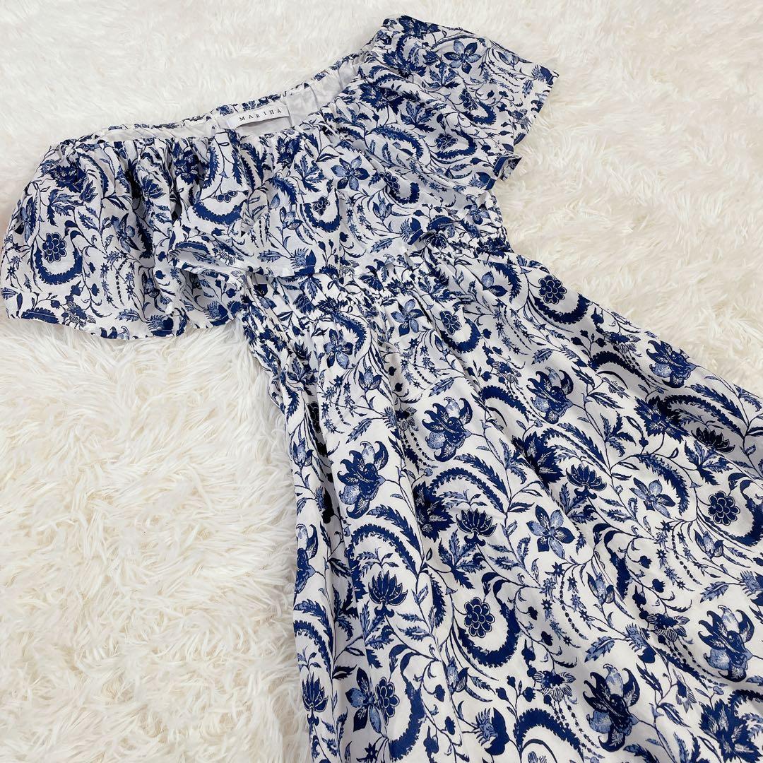 美品　マリハ　マキシ丈　ポタニカル　花柄　ワルツのドレス　ワンピース　春夏