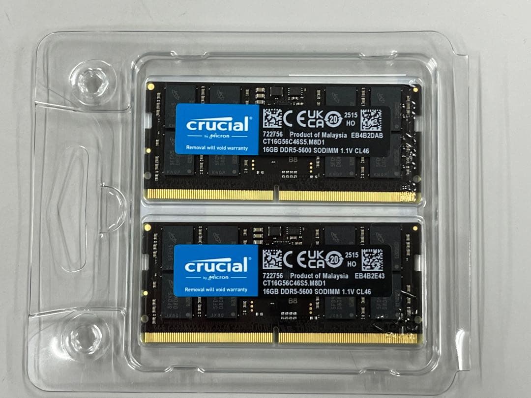 Crucial DDR5-5600 SODIMM 32GBメモリ(16GBx2)