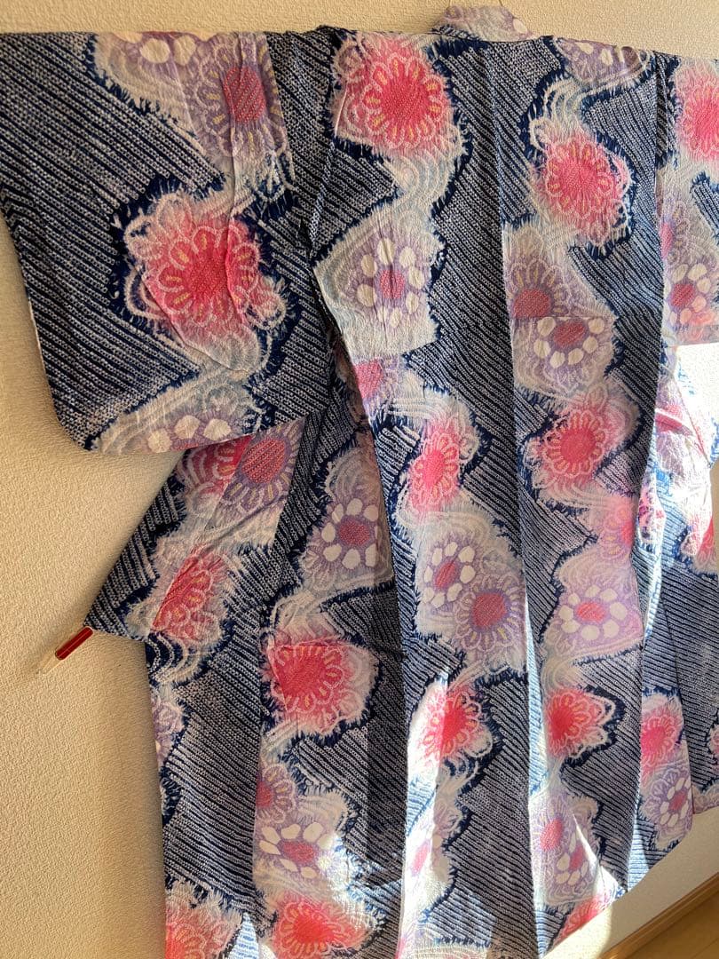 タイムセール　夏物　浴衣　有松鳴海絞り　伝統工芸品　綿　夏　祭り　ゆかた　美品