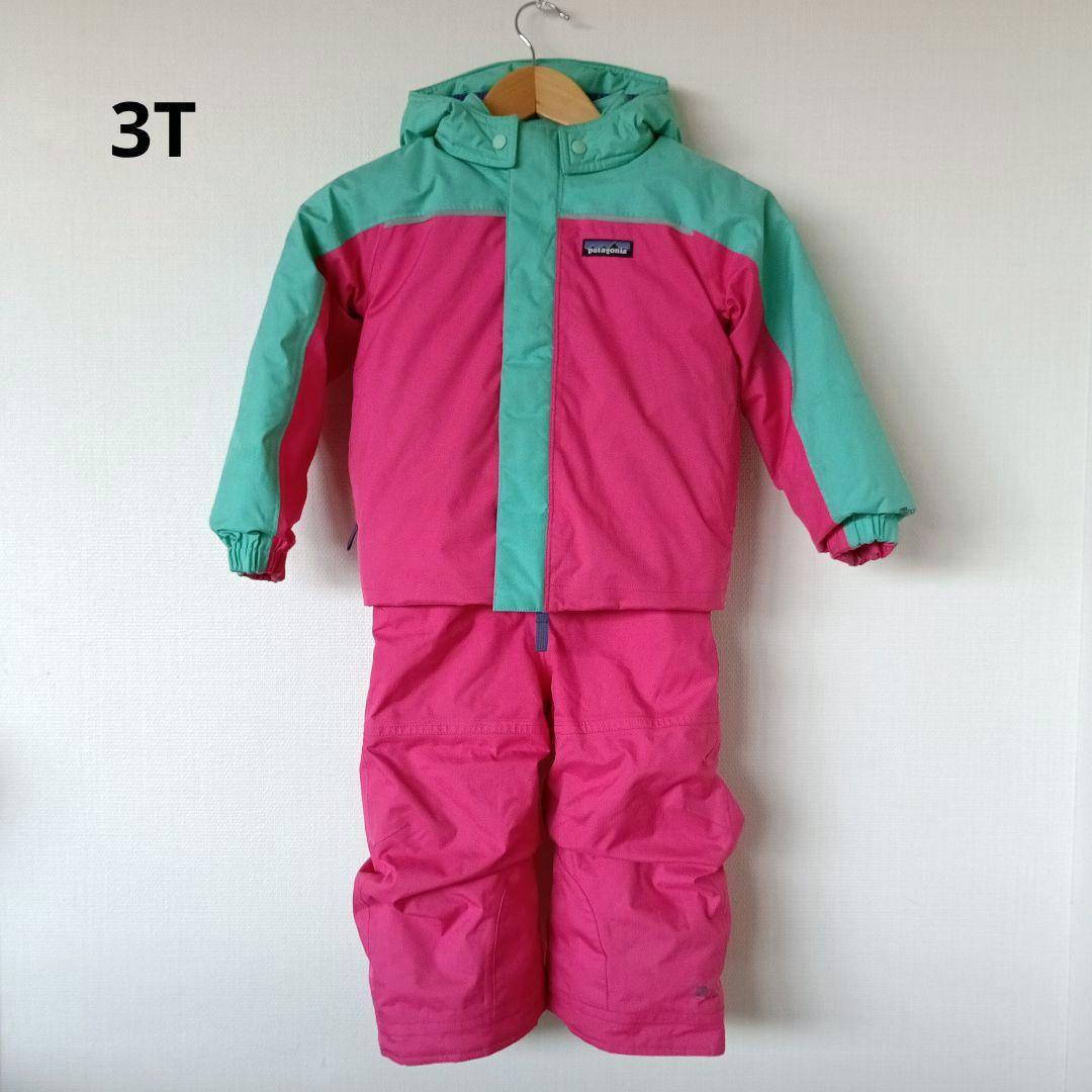 patagonia 子ども用スキーウェア ピンク/グリーン