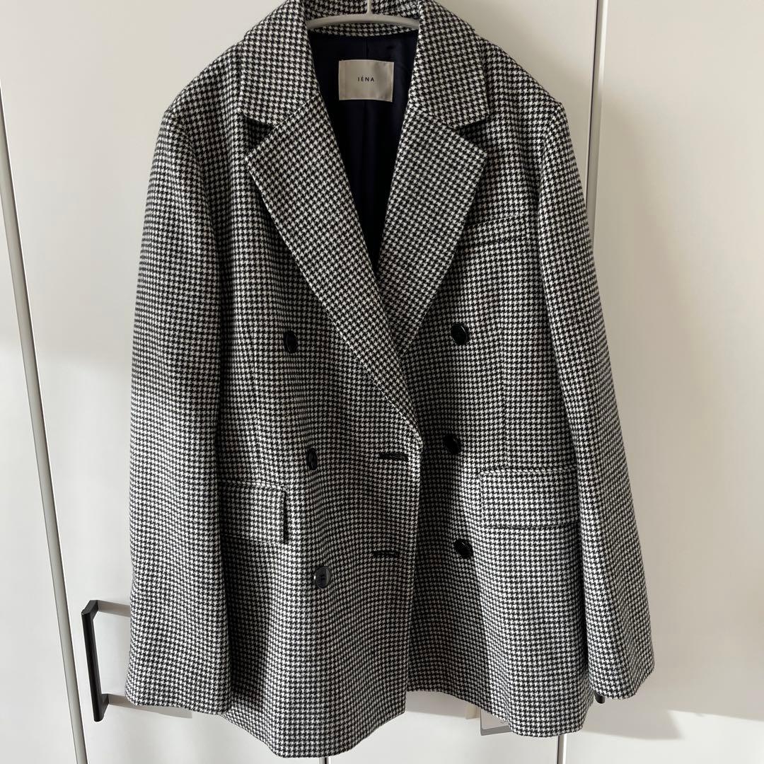 IENA チドリ　チェック柄 ダブルブレストジャケット