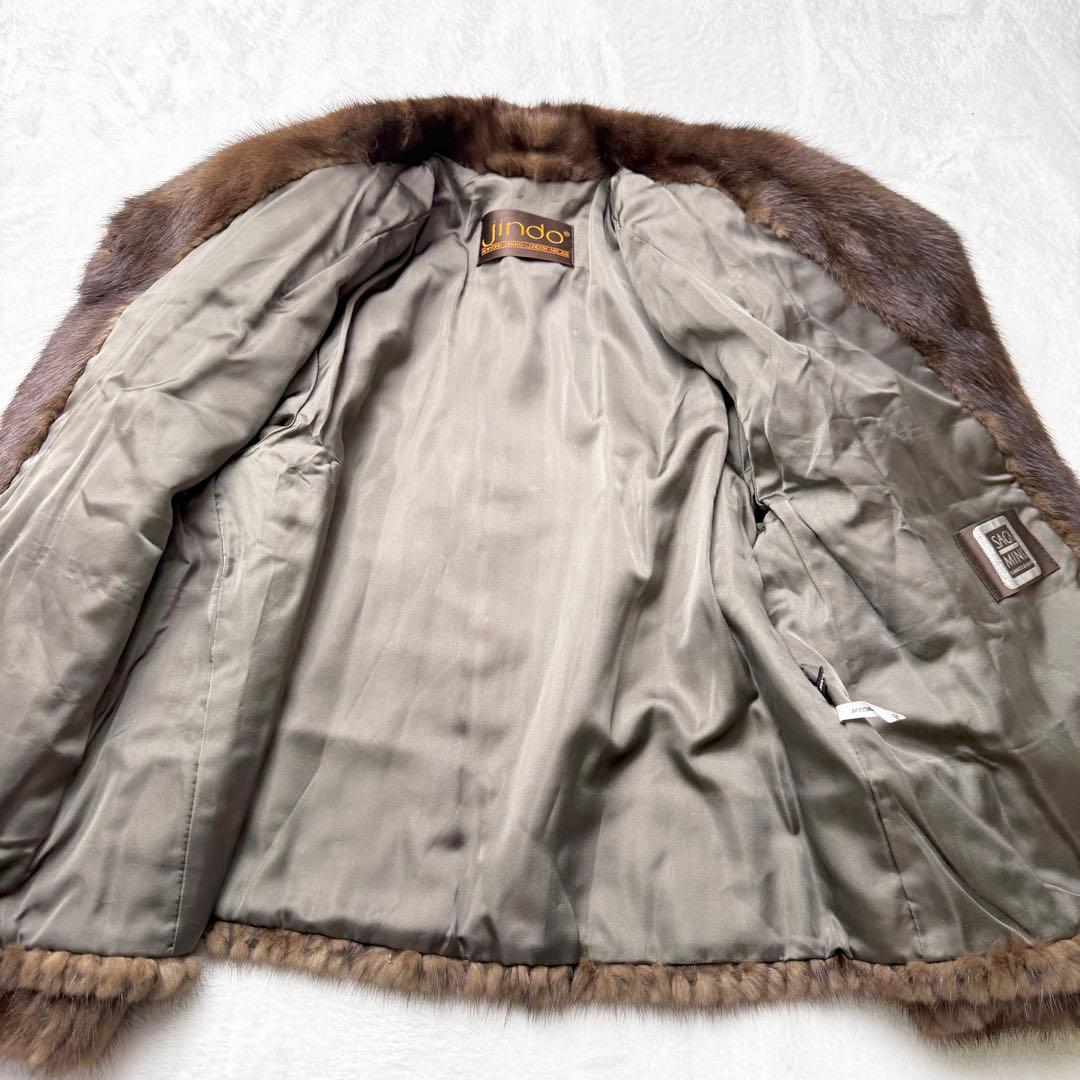 サガミンク 2145 JINDO 毛皮 リアルファーコート ブラウン サイズS