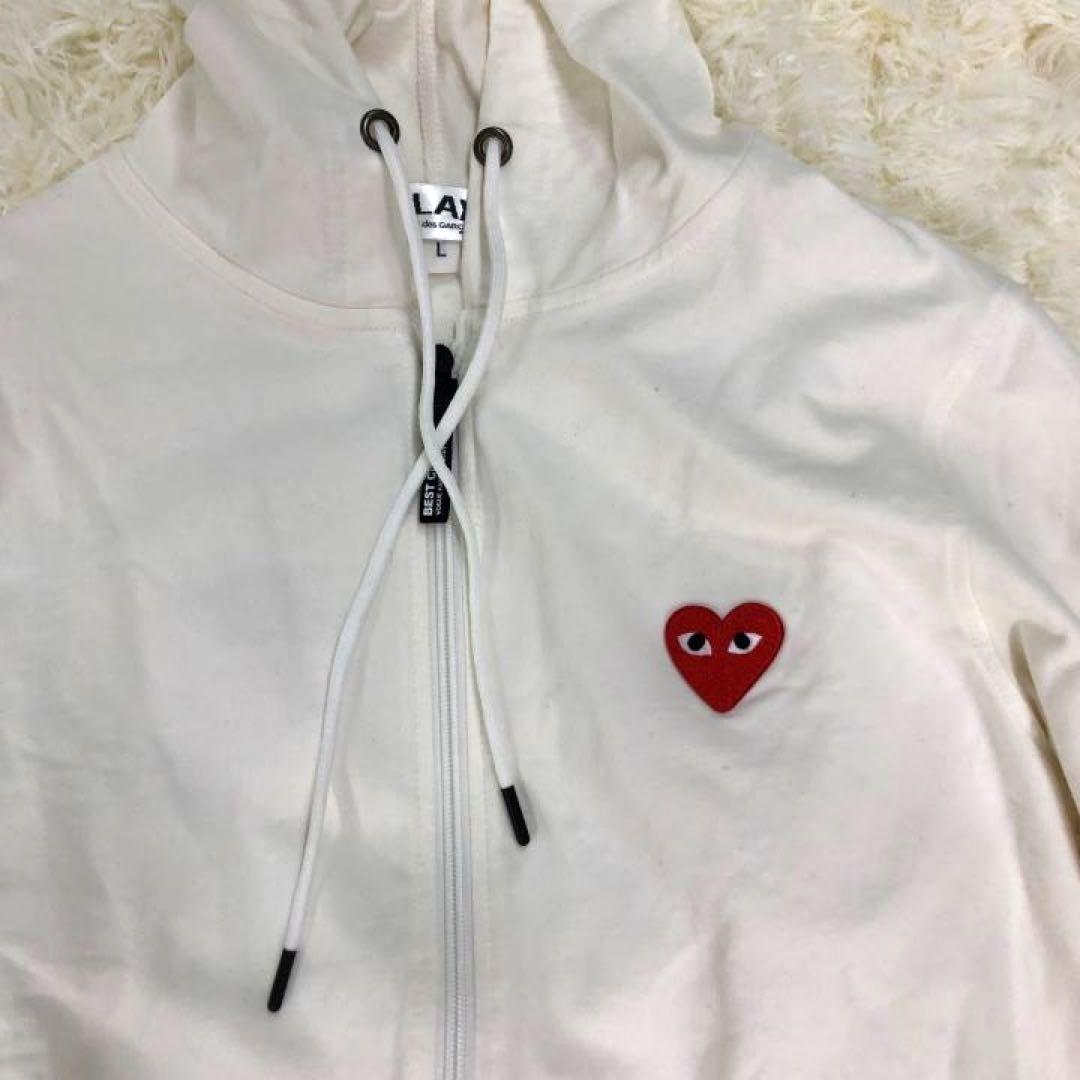 美品　プレイコムデギャルソンパーカーレディースLサイズ　ホワイト