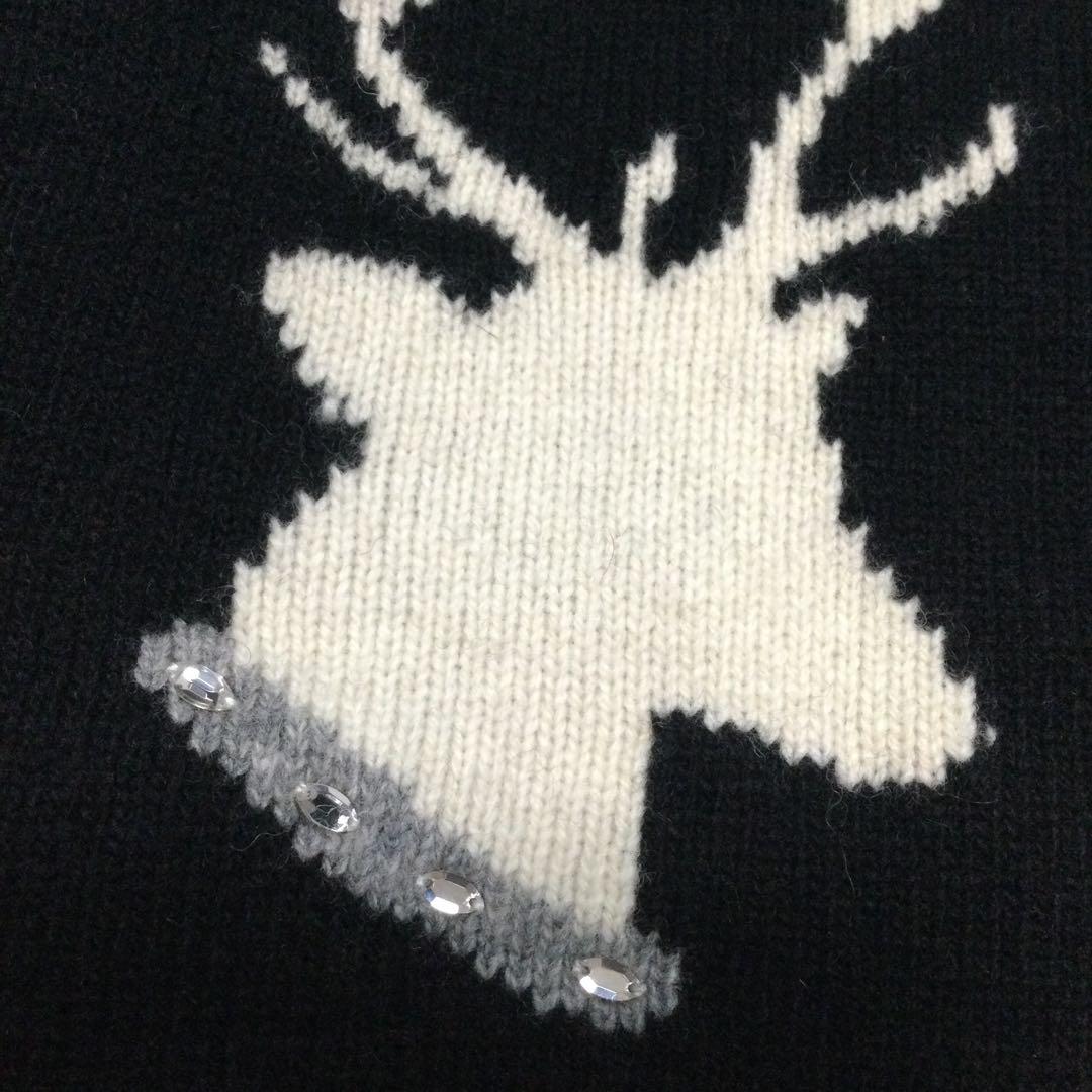 【希少】美品★ピンクハウス ファー襟トナカイ ビジュー ニットカーディガン