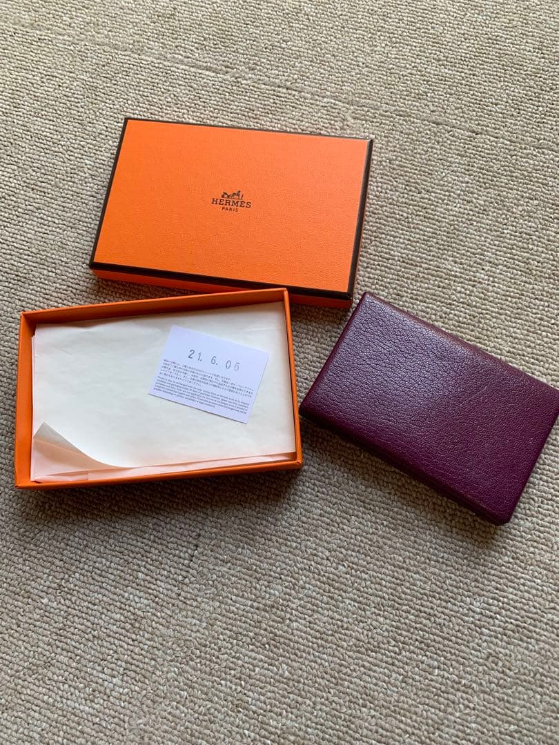 HERMES パープル 名刺入れ　カルヴィ