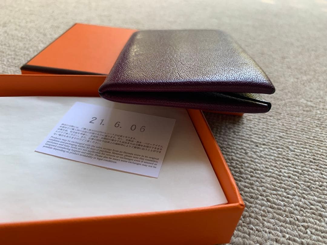 HERMES パープル 名刺入れ　カルヴィ