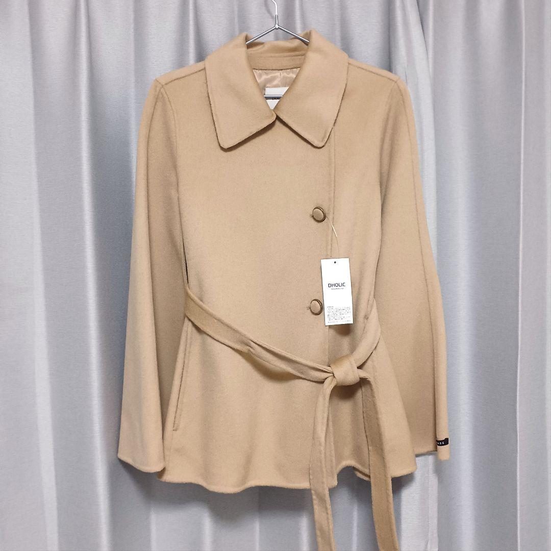 【新品タグ付き】サイドボタンハンドメイドケープジャケット ベージュ