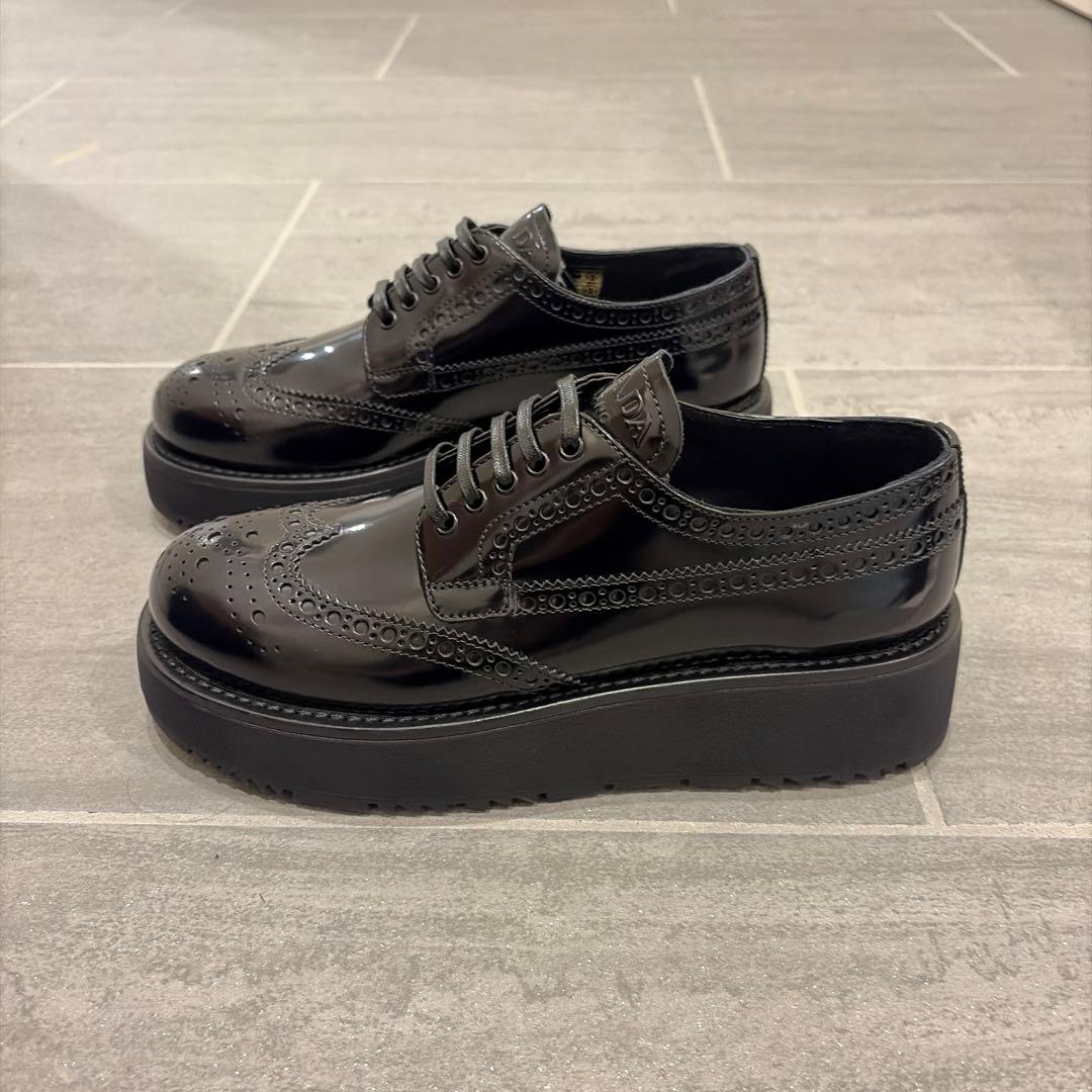 【36】PRADA ブラッシュドレザー ダービーシューズ 新品未使用