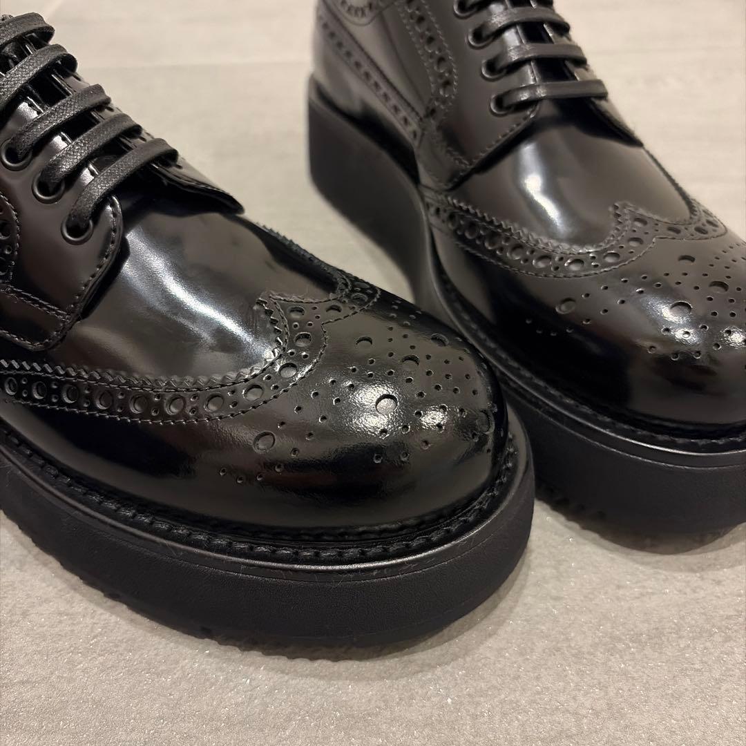 【36】PRADA ブラッシュドレザー ダービーシューズ 新品未使用