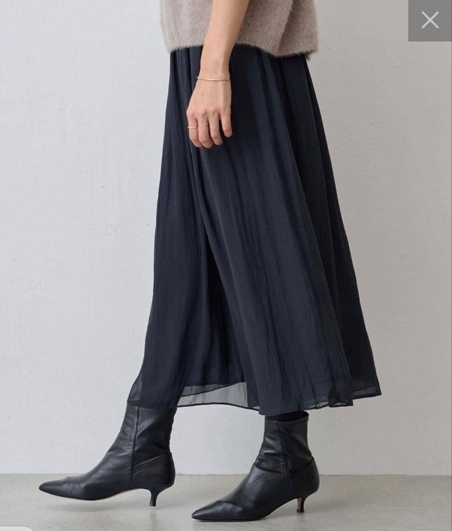 【新品】ビアズリー シワシフォンギャザーパンツ ブラック 黒