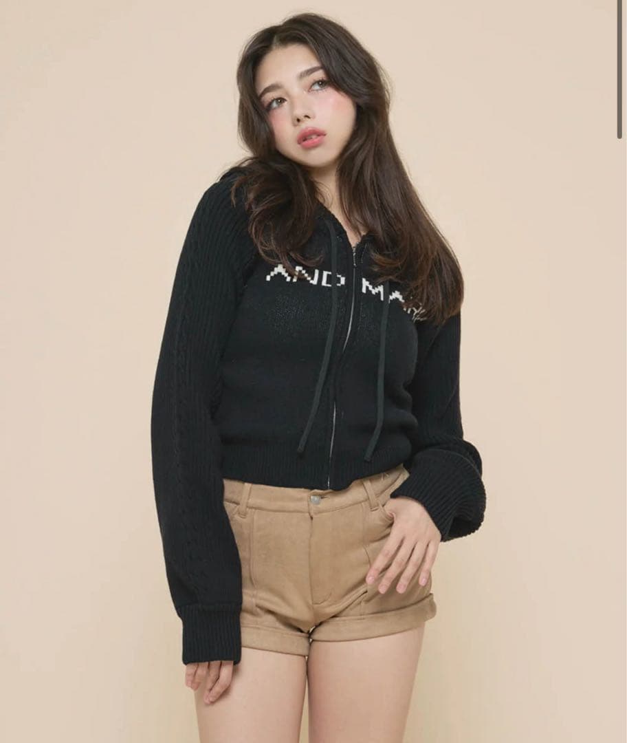 トップス Jeniffer knit hoodie set black andmary