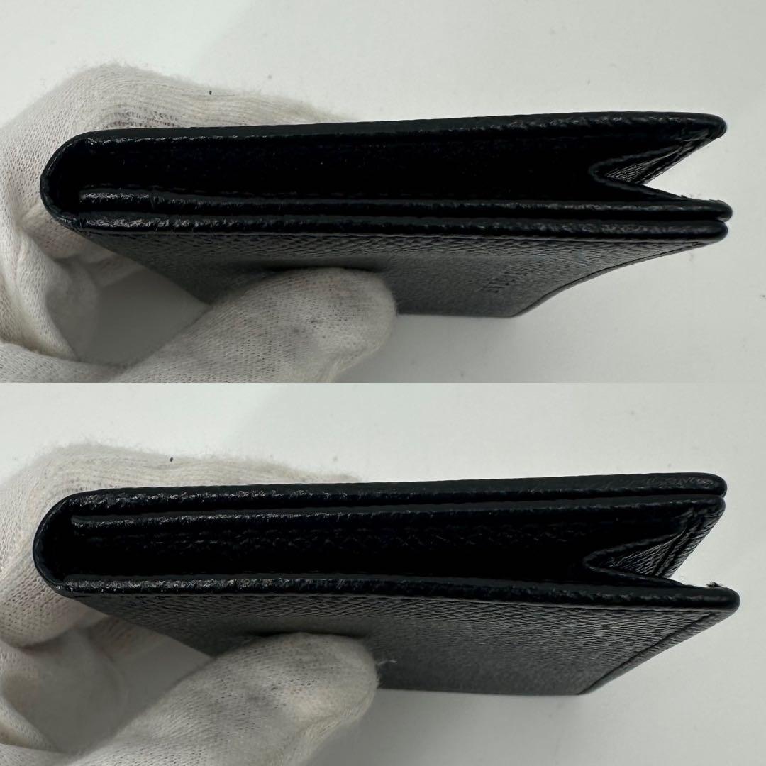 美品✨ブルガリ　名刺入れ　カードケース　定期入れ　黒　ロゴ刻印　フラップ