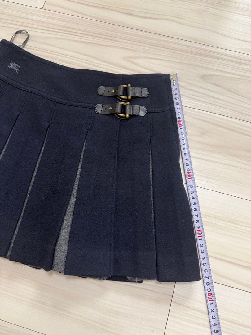 バーバリーブルーレーベル プリーツスカート 36 ネイビー 三陽商会