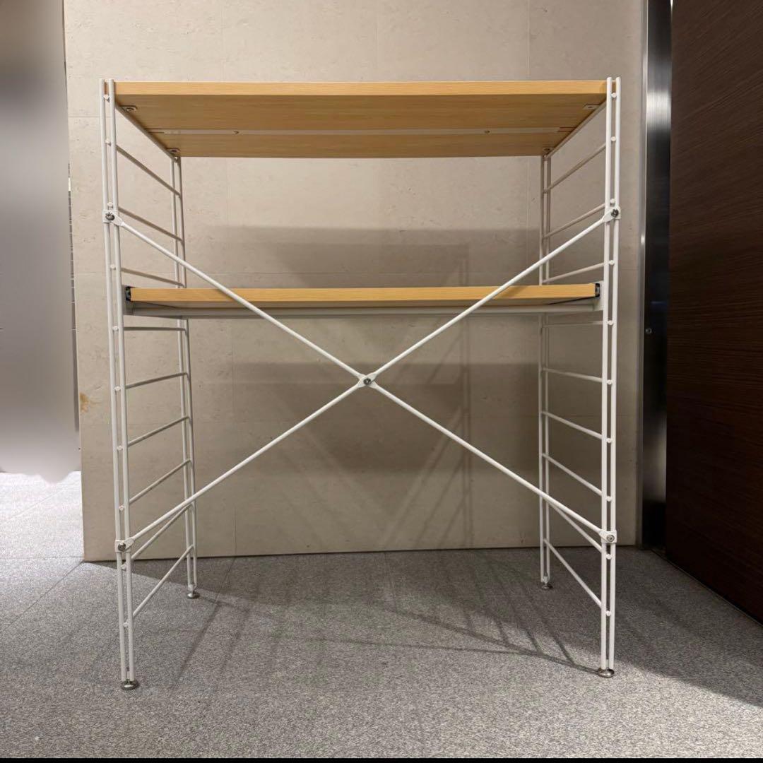 ベルメゾン ダブルワイヤーレンジ台 ナチュラル×ホワイト 幅84cm