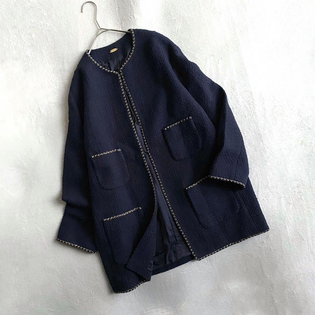 【定価5.4万✨】ドゥーズィエムクラス　 chain tweed ジャケット　紺