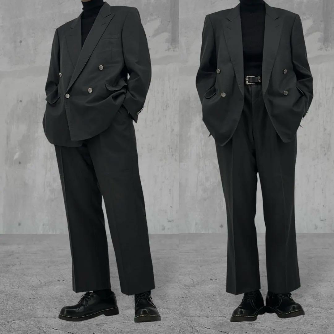 【高級】バーバリー　スーツ　セットアップ　カシミヤ　螺鈿ボタン　ダブル