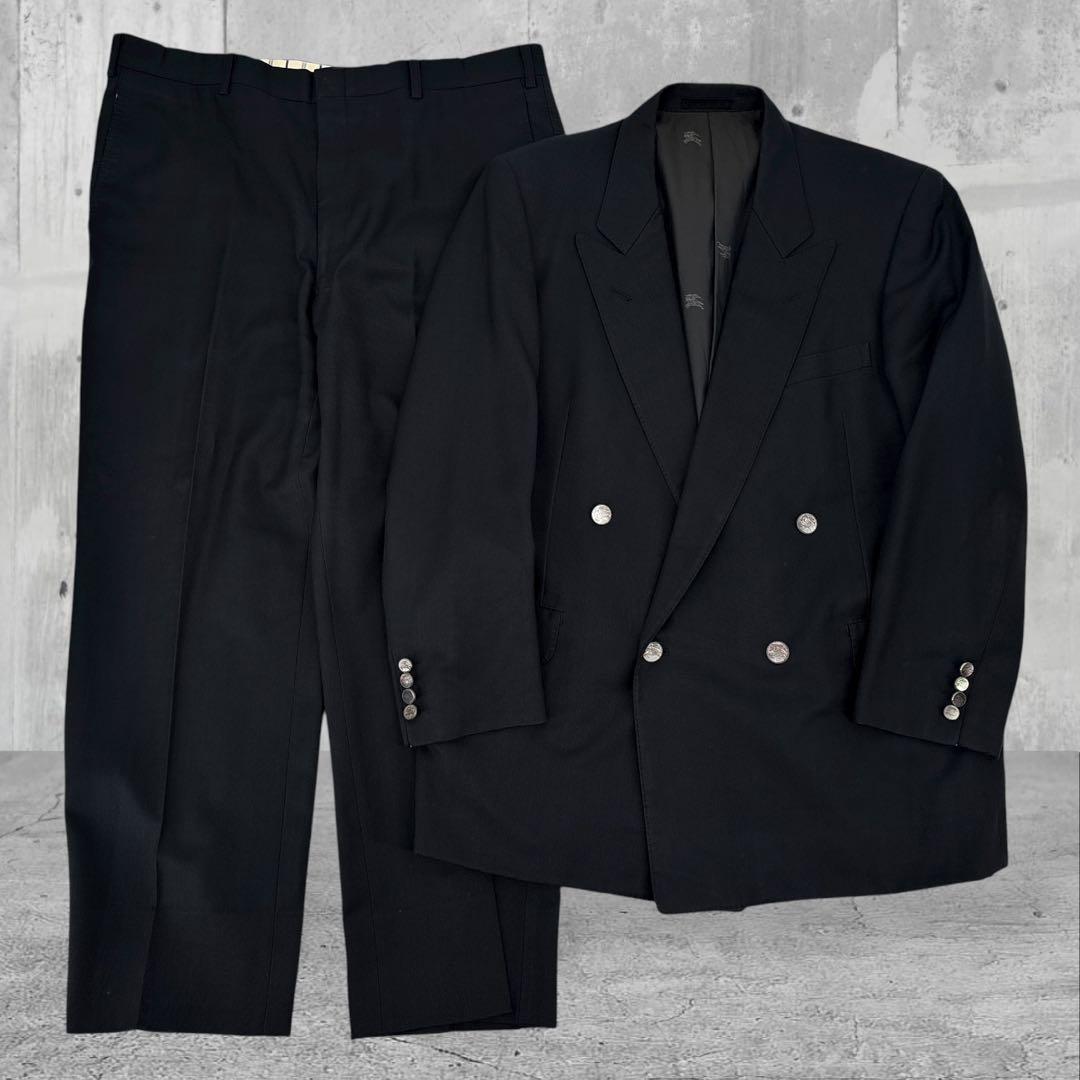 【高級】バーバリー　スーツ　セットアップ　カシミヤ　螺鈿ボタン　ダブル