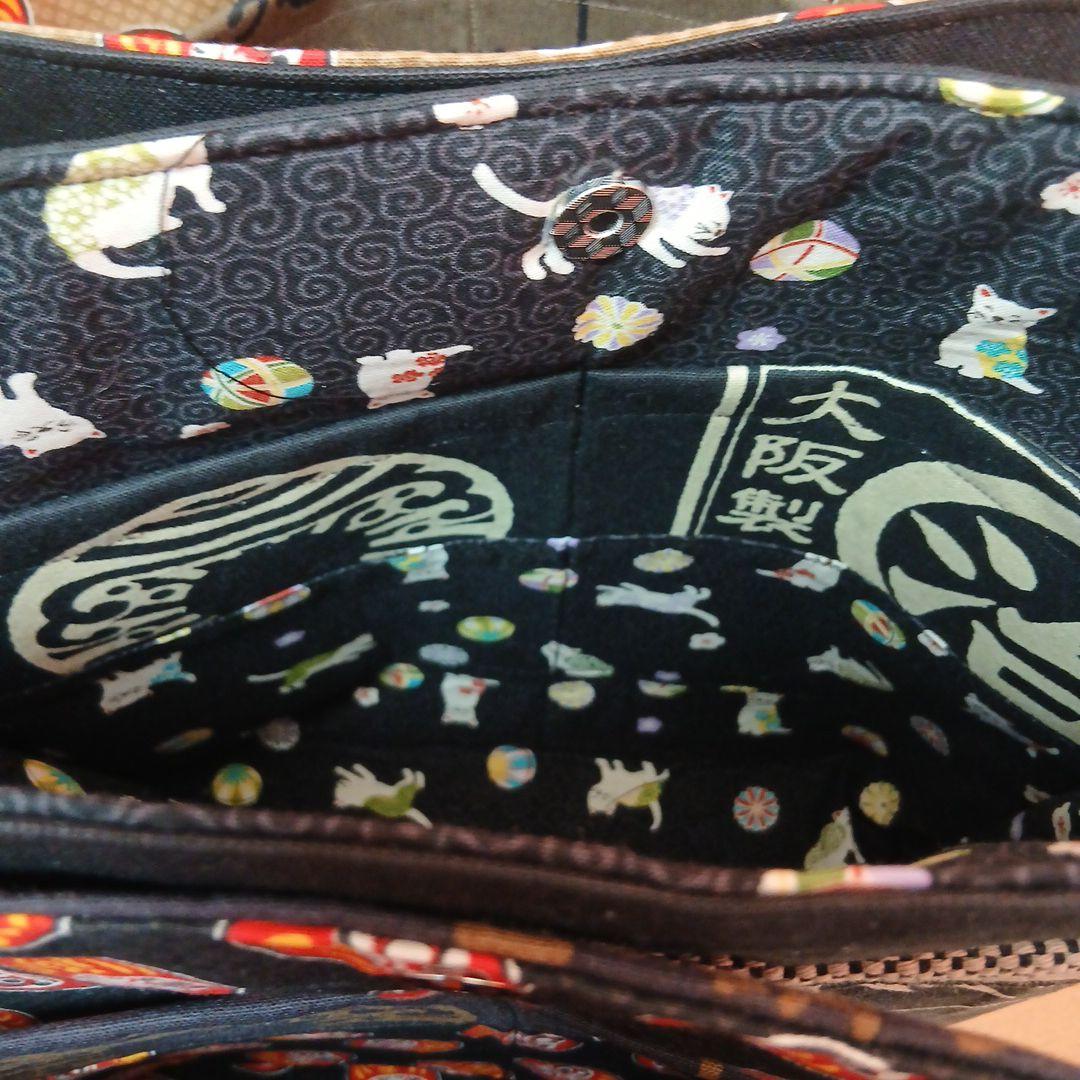 たかまさショルダーバッグハンドメイド　　　前掛け、レトロ柄　3点