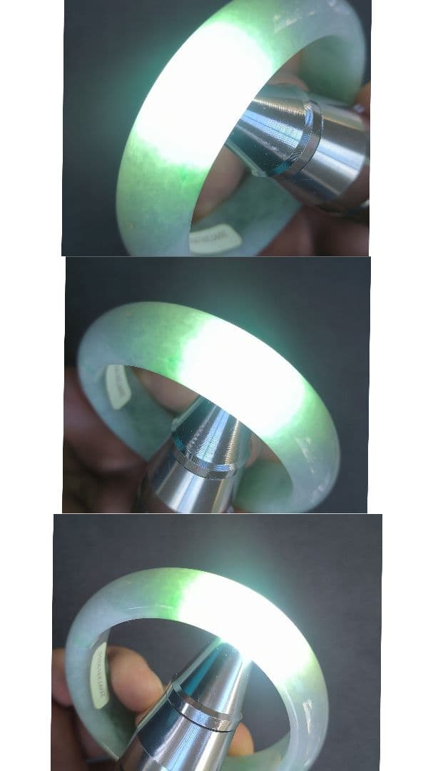 あかおかずき【鑑別書付】ミャンマー産アイス翡翠バングル（57ミリ）7300