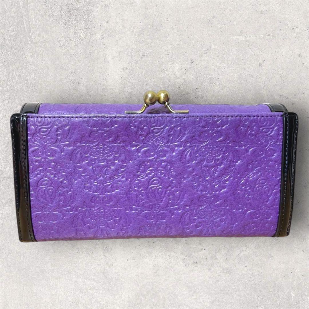 【美品】ANNA SUI アナスイ セルパン がま口長財布 パープル 紫 白蛇