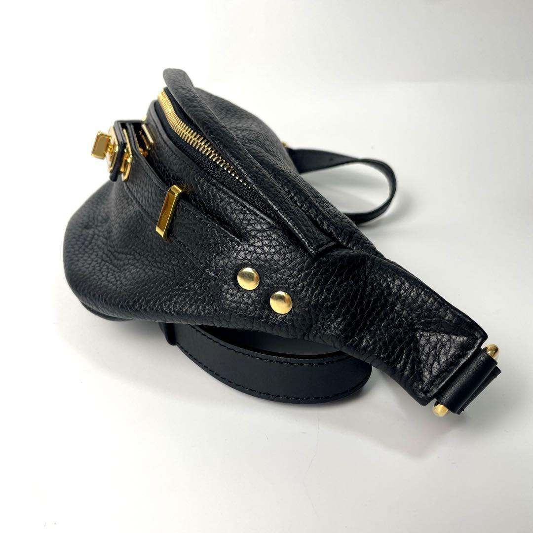 専用　美品✴︎ シータパランディカ　ウエストポーチ　黒　シボ革　レザー