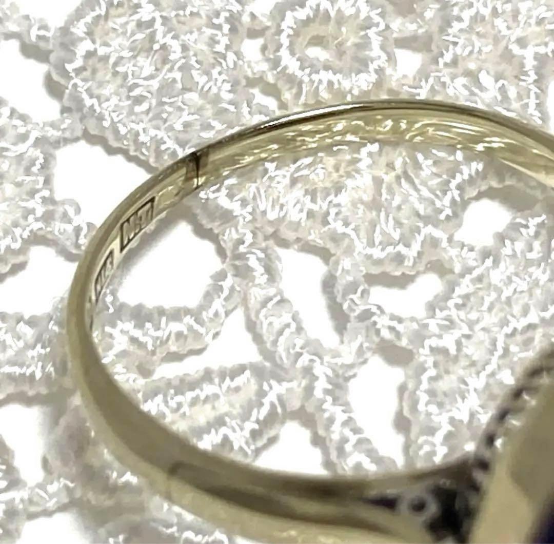 k14WG アメジストカボション リング 千本透かし レトロ