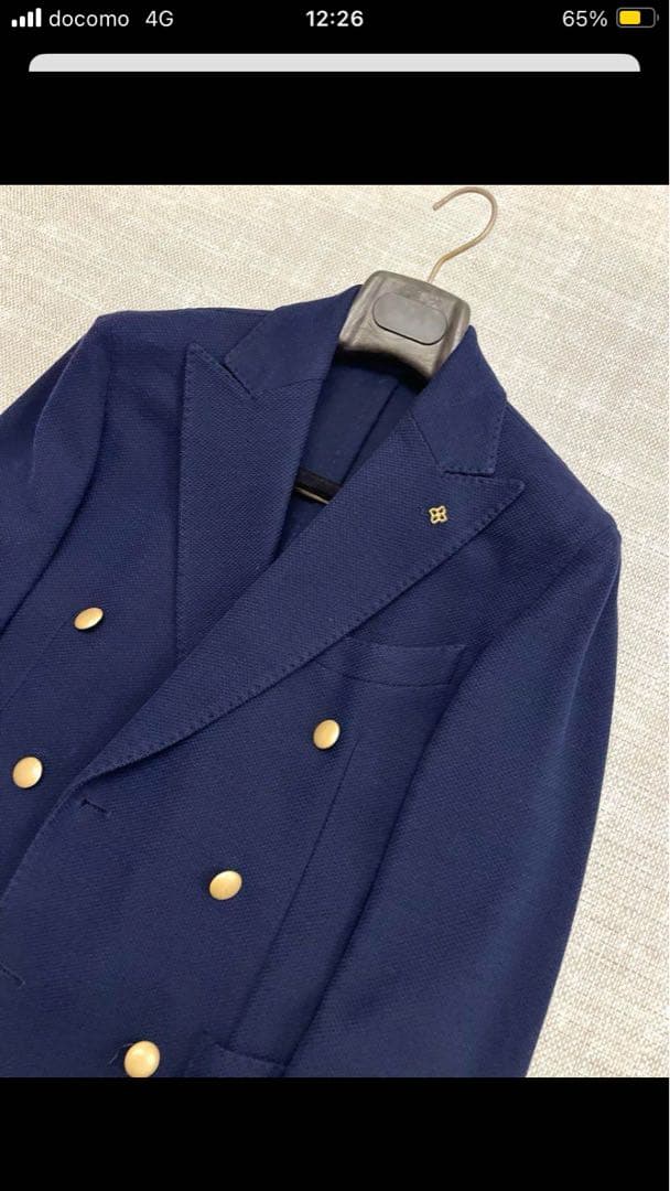 ルビアム1911 ネイビー ダブルブレスト ブレザー ホップサック