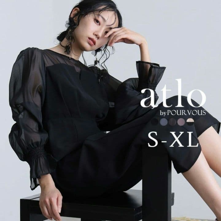 atlo シフォンビスチェタイトワンピース　パーティードレス XL シースルー