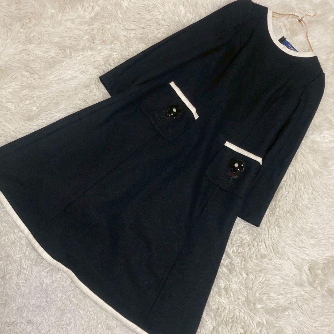 《良品》 M'S GRACY ワンピース ブラック 38 キレイめ お呼ばれ 花