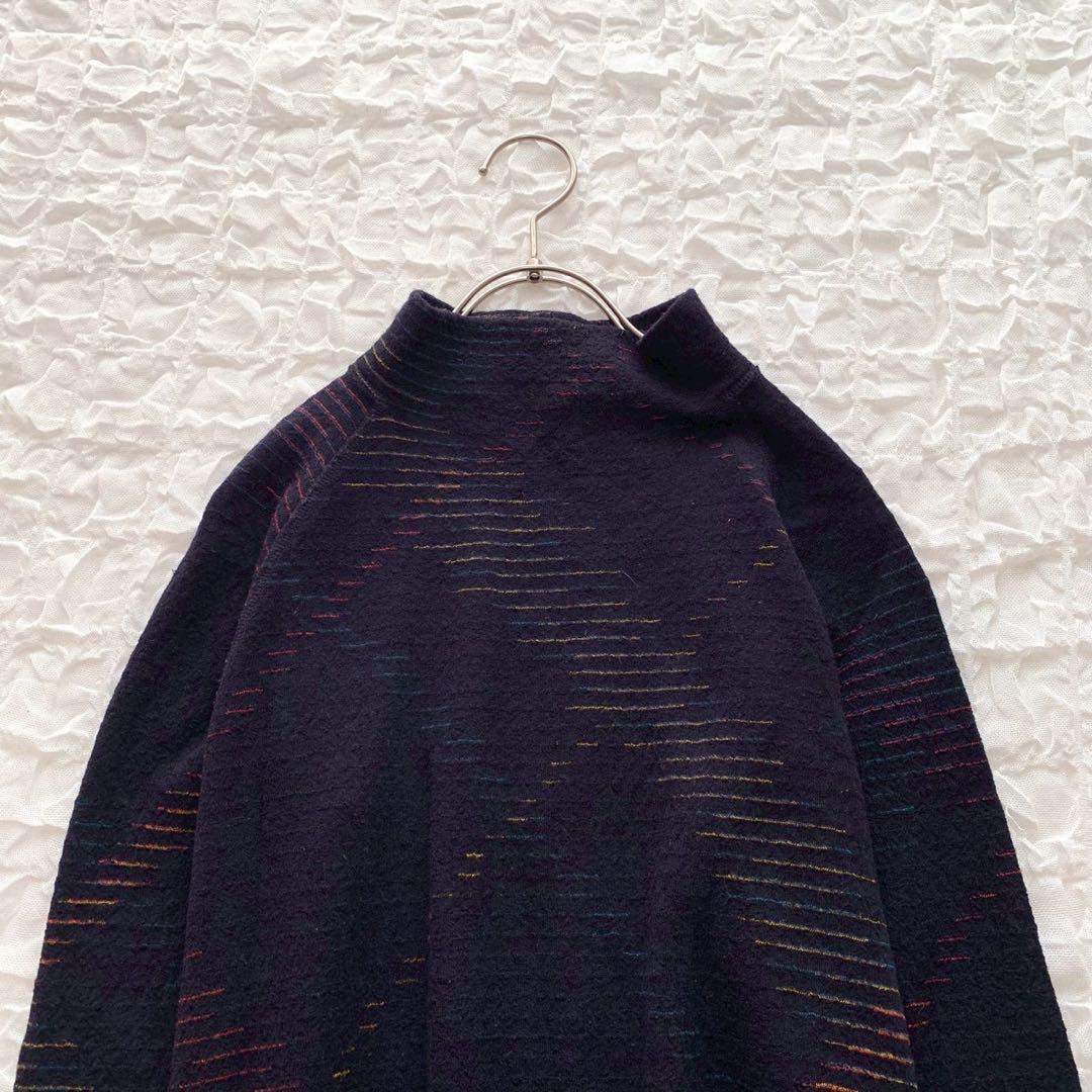 ヨーガンレール ハイネックフレアチュニックワンピース M ミックスカラー ウール