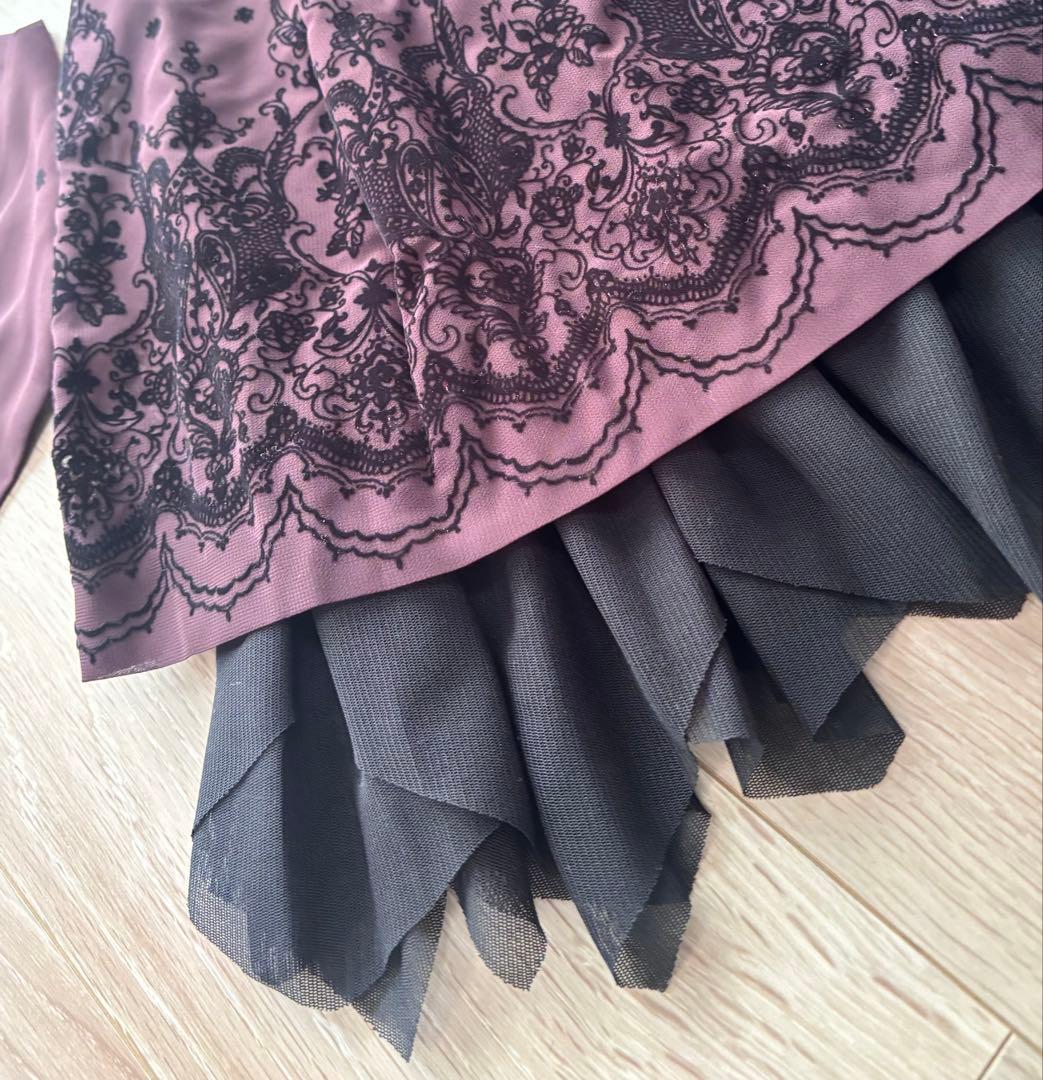 Moi meme Moitieレア品フロッキープリントJSKボルドー新品タグ付き