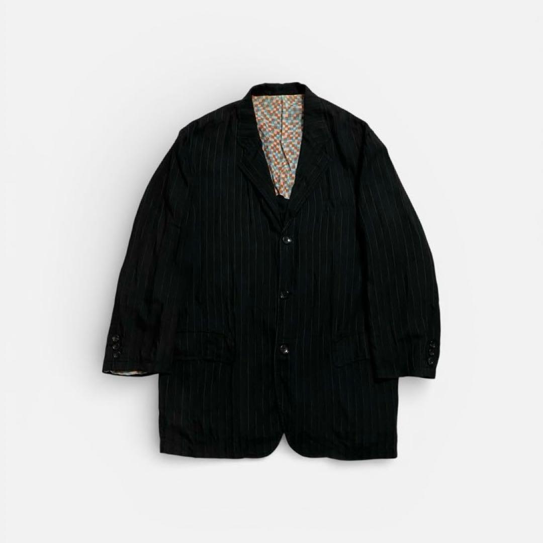 00aw コムデギャルソンオム　ストライプ裏地柄ジャケット　S 田中啓一