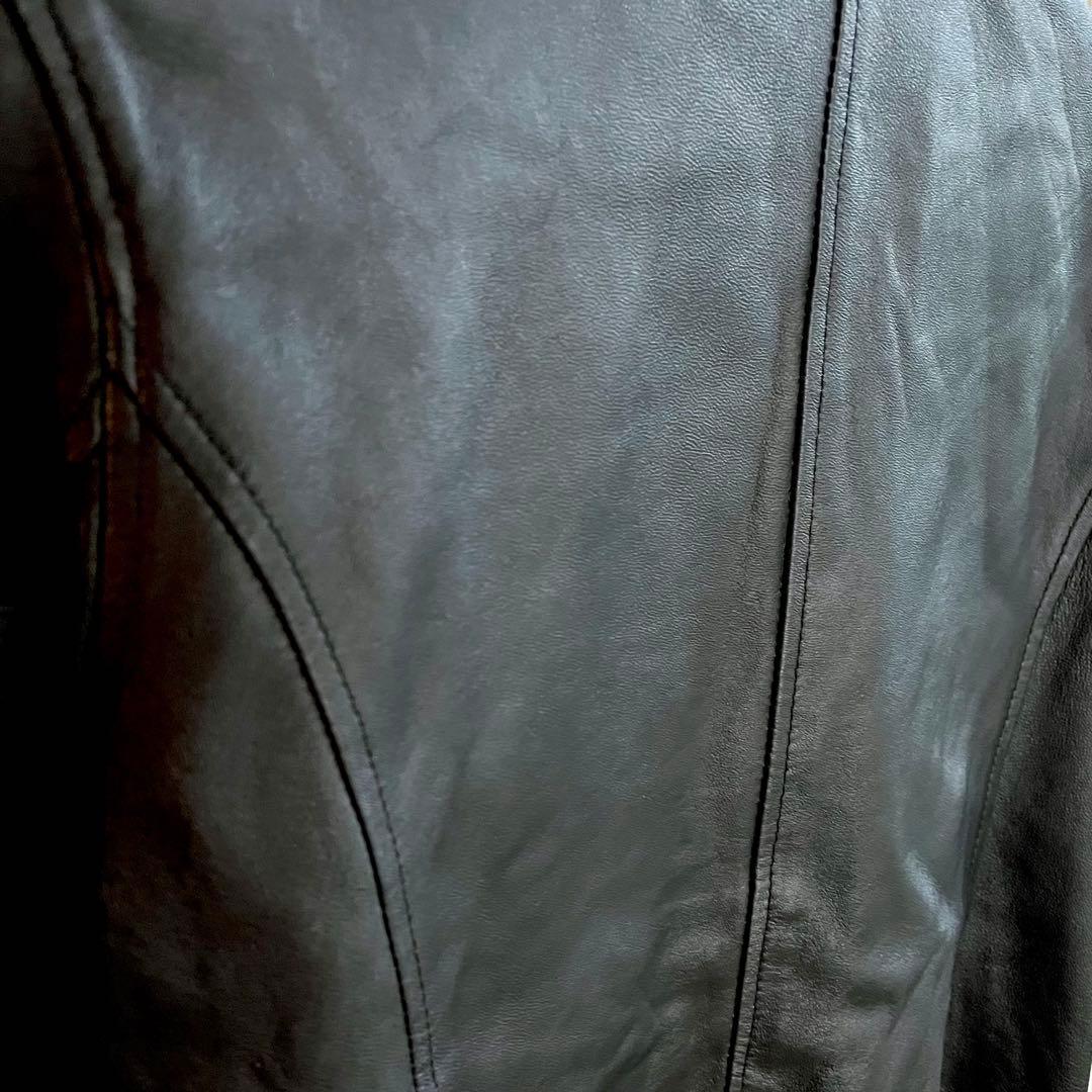 美品☆リューグーレザーズ シングルライダースジャケット 羊革 M〜L ブラック