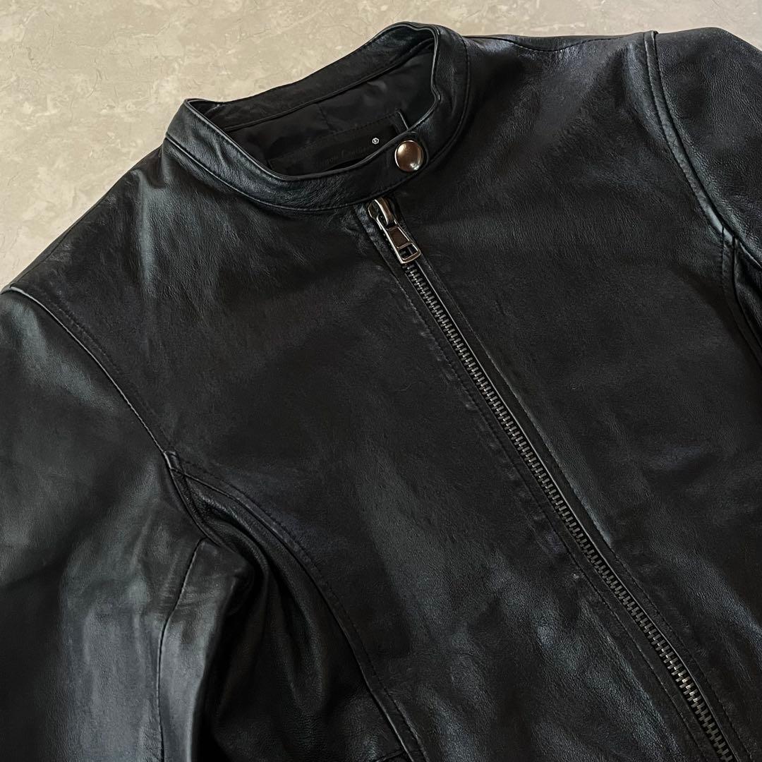 美品☆リューグーレザーズ シングルライダースジャケット 羊革 M〜L ブラック