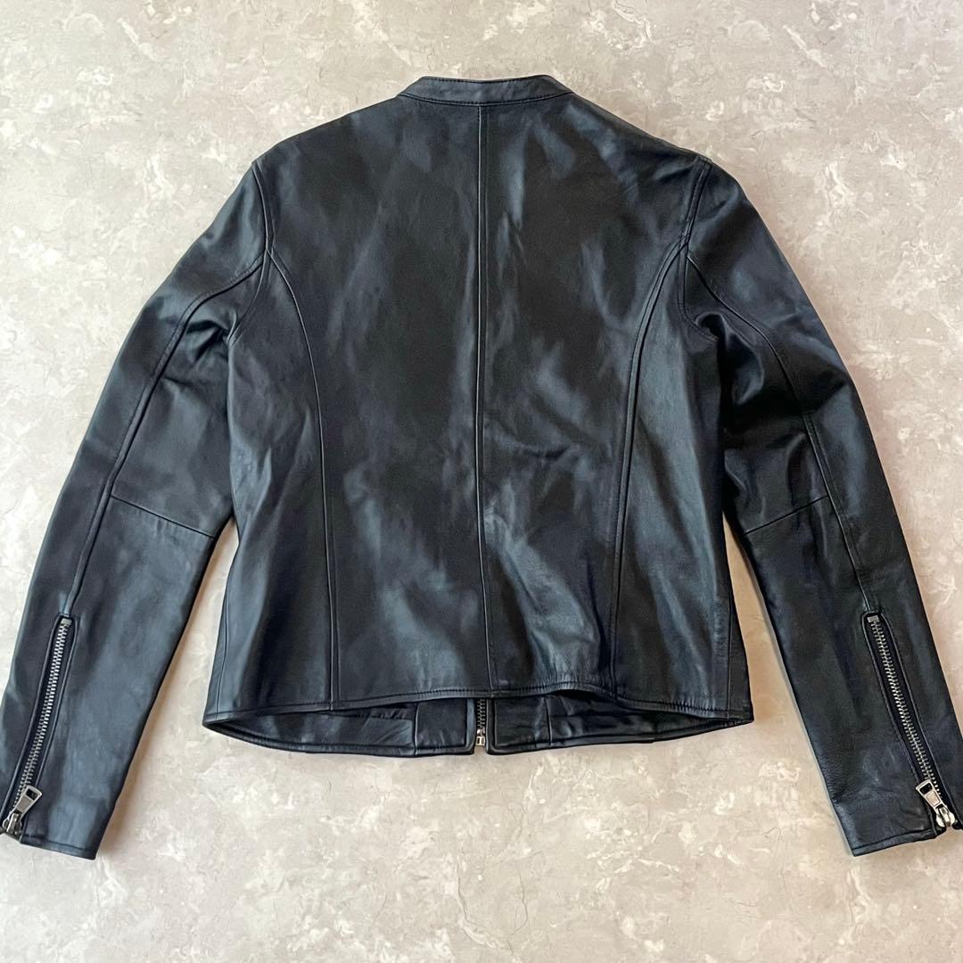 美品☆リューグーレザーズ シングルライダースジャケット 羊革 M〜L ブラック