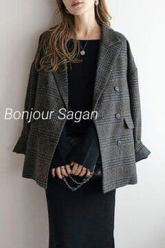 Bonjour Sagan チェックダブルジャケット