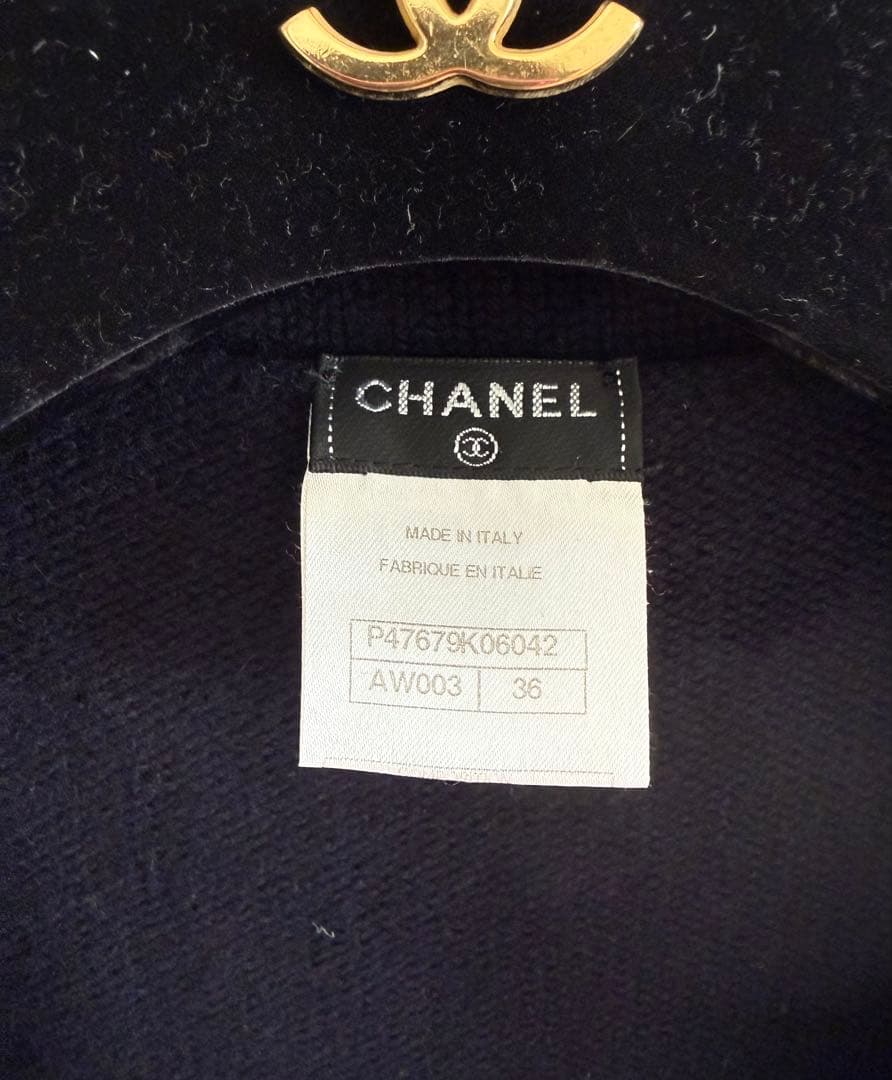 シャネル　完売人気　チュニックセーター　カシミア　濃紺　36