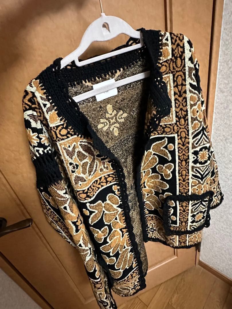 2601031 RUG PATTERN KNIT JACKET オレンジ