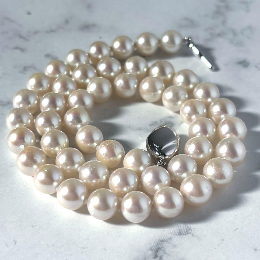 干渉色◎✨大珠8.5mm あこやパールネックレス オールノット仕上　イヤリング付