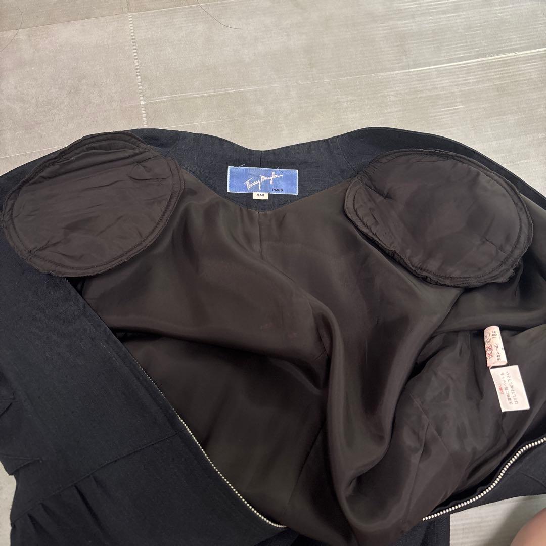 希少／Thierry Mugler／リネン混合／裏地キュプラ／日本製／黒／M