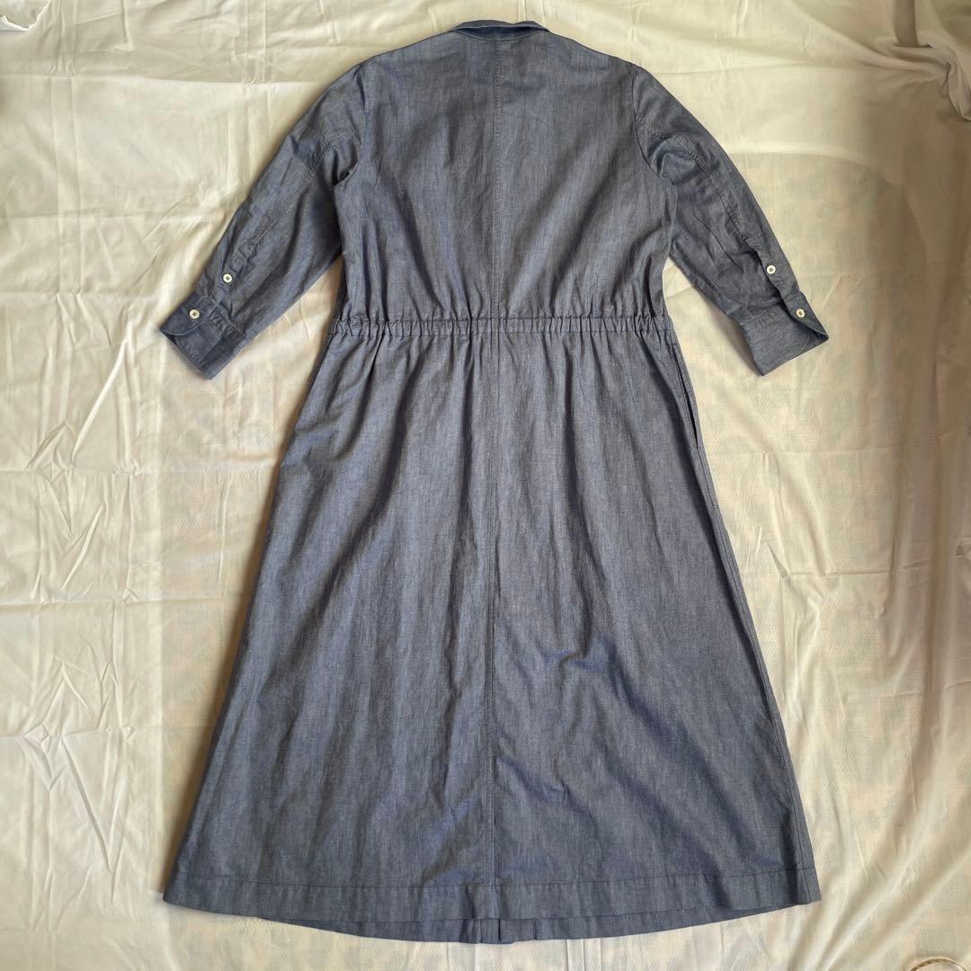 45R ロングワンピース Mサイズ ウエストリボン コットン マキシ丈 ブルー