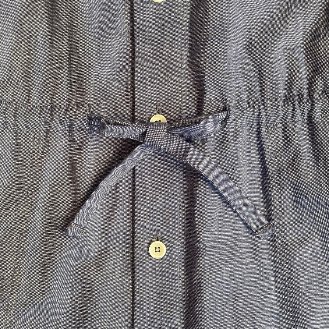 45R ロングワンピース Mサイズ ウエストリボン コットン マキシ丈 ブルー