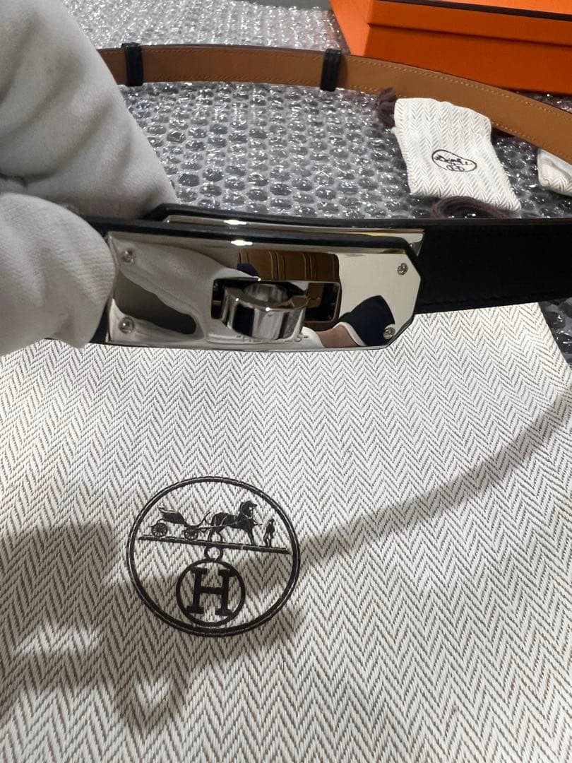Hermès ベルト《ケリー》18 レザーベルト ブラック