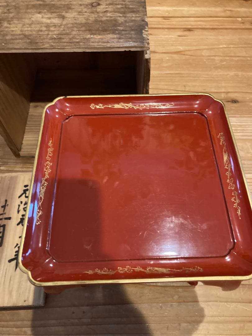 江戸時代　脚付きお膳台　供物台　漆　木製
