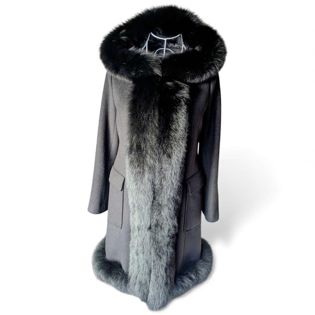 Diagram グレースコンチネンタル フォックスファー フードカシミヤ混コート